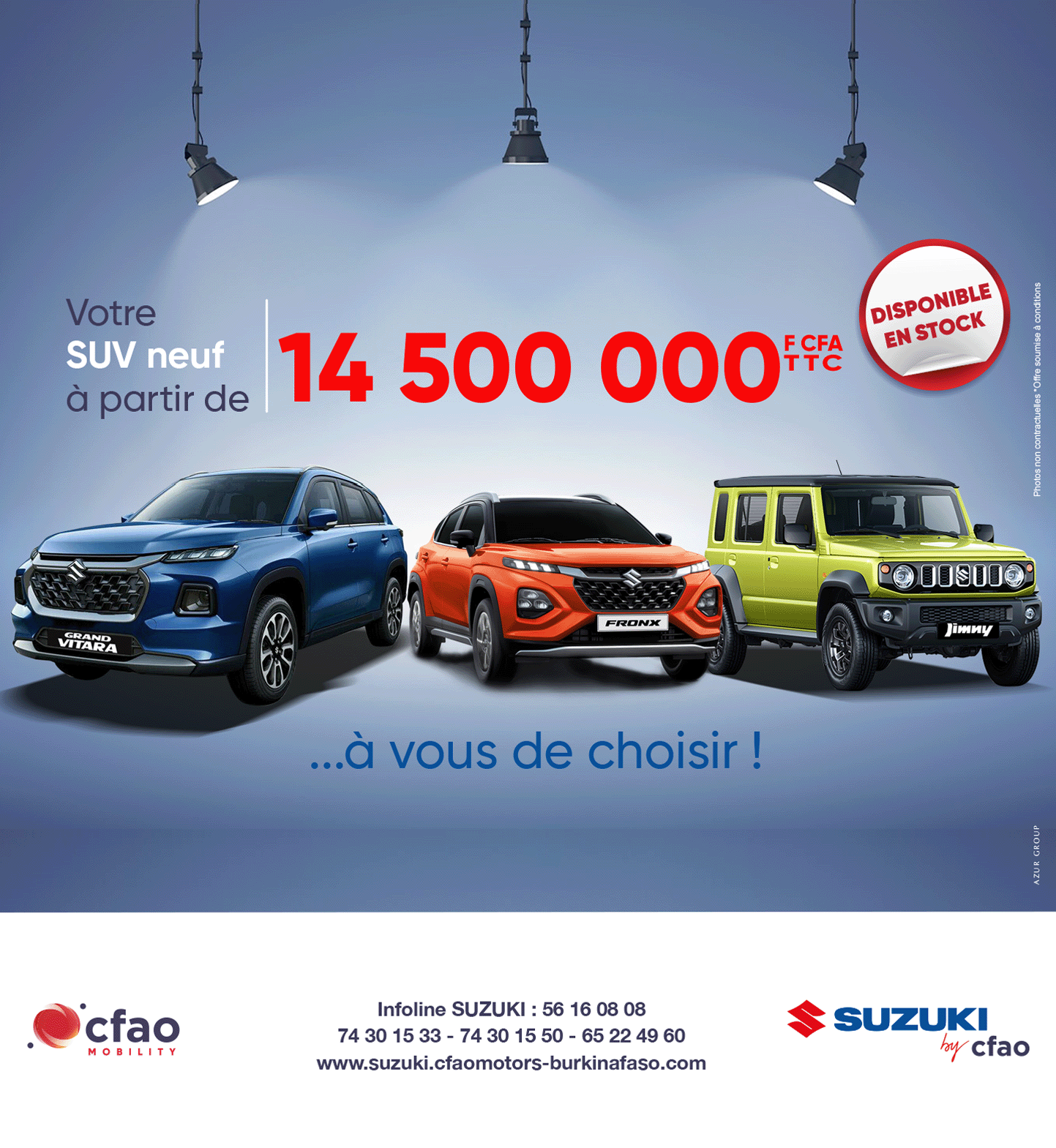 Votre SUV neuf SUZUKI by cfao à partir de 14 500 000 FCFA TTC